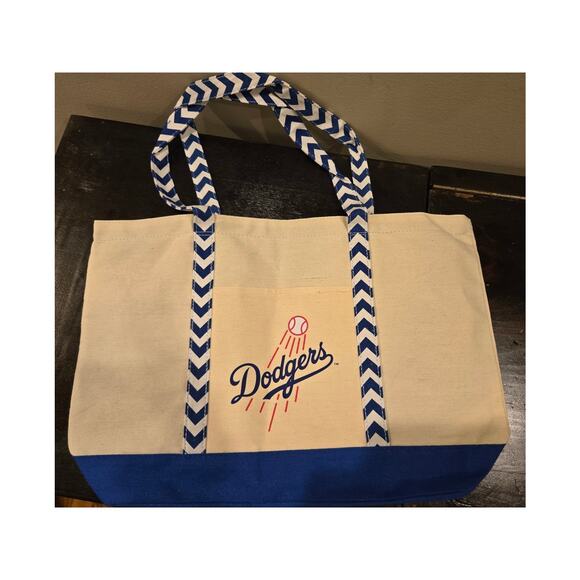 LA Dodgers Chef Merito Seasonings 2019 Large Tote Bag Cream Blue - Picture 2 of 8